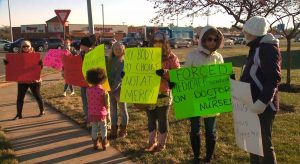 Protests Outside of Mercy Hospital in St Louis Over Flu Shots