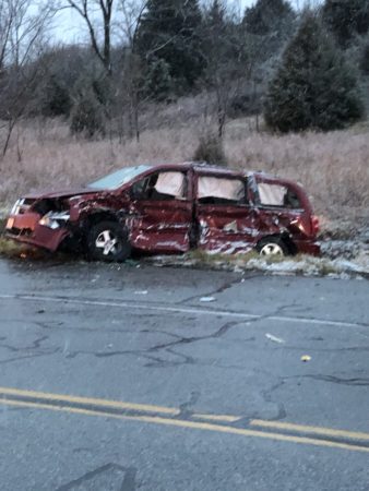Stolen car hits a school bus