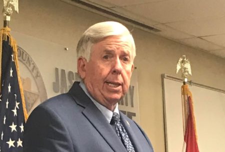 Flags flown at half-staff in Laclede County to honor former police officer.