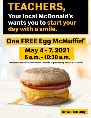 McDonald’s to celebrate teachers in May