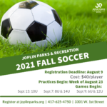 Joplin Parks and Recreation Department to offer soccer league for children this fall