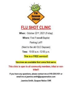 Quapaw Nation to hold flu shot clinic later this month