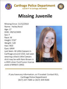 Police in search of Carthage teen