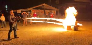 A flamethrower and comments about book burning ignite a political firestorm in Missouri