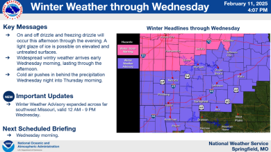 Photo of Winter weather returns to the area Wednesday